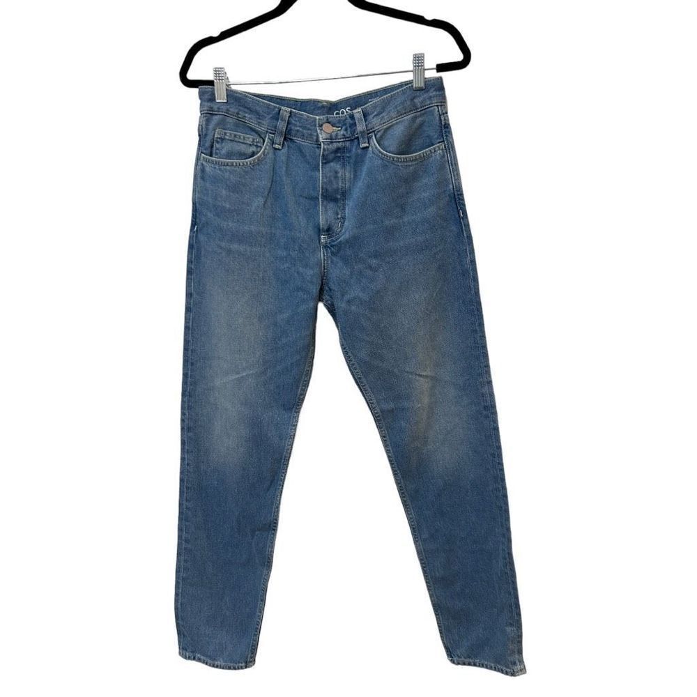 Cos Tapered Leg Mid-Rise Full Length Light Wash Button Fly Jeans Size 30x32